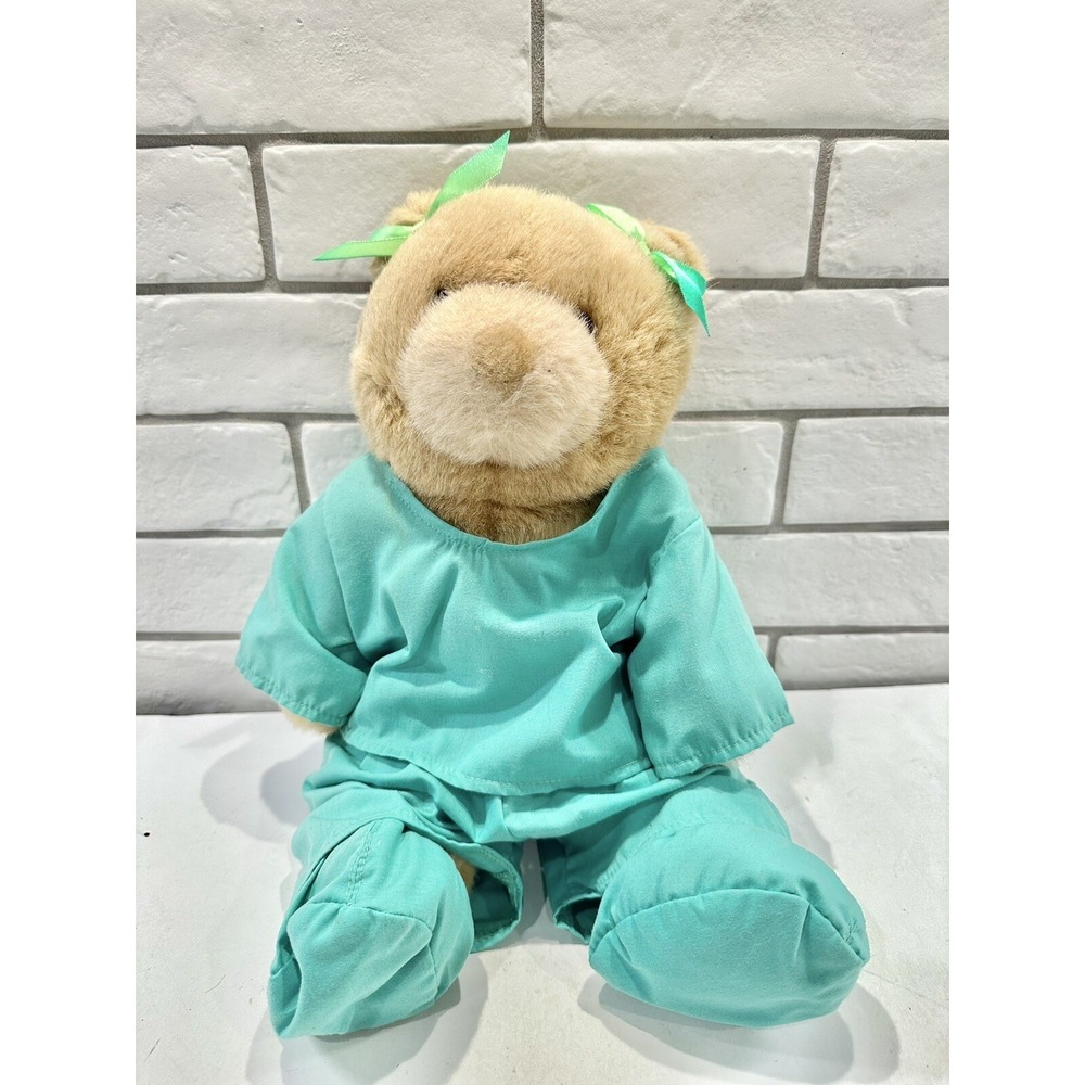 BUILD A BEAR Big Head Teddy Scrubs Booties Stuffed Toy Tan